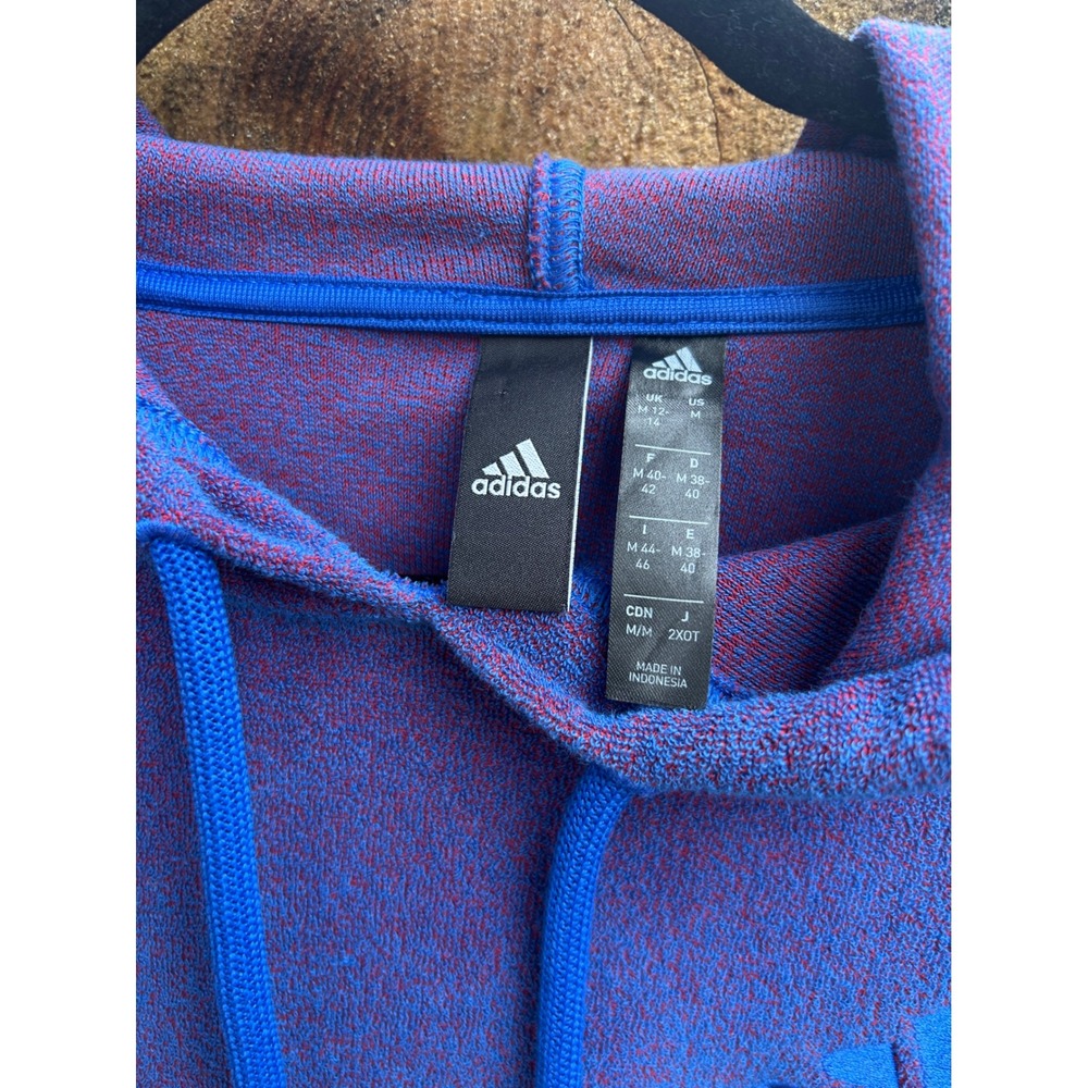 Adidas Aeroready Cropped Hoodie Blue Red Marl Knit Pullover GC6980 Womens Medium - Picture 6 of 8